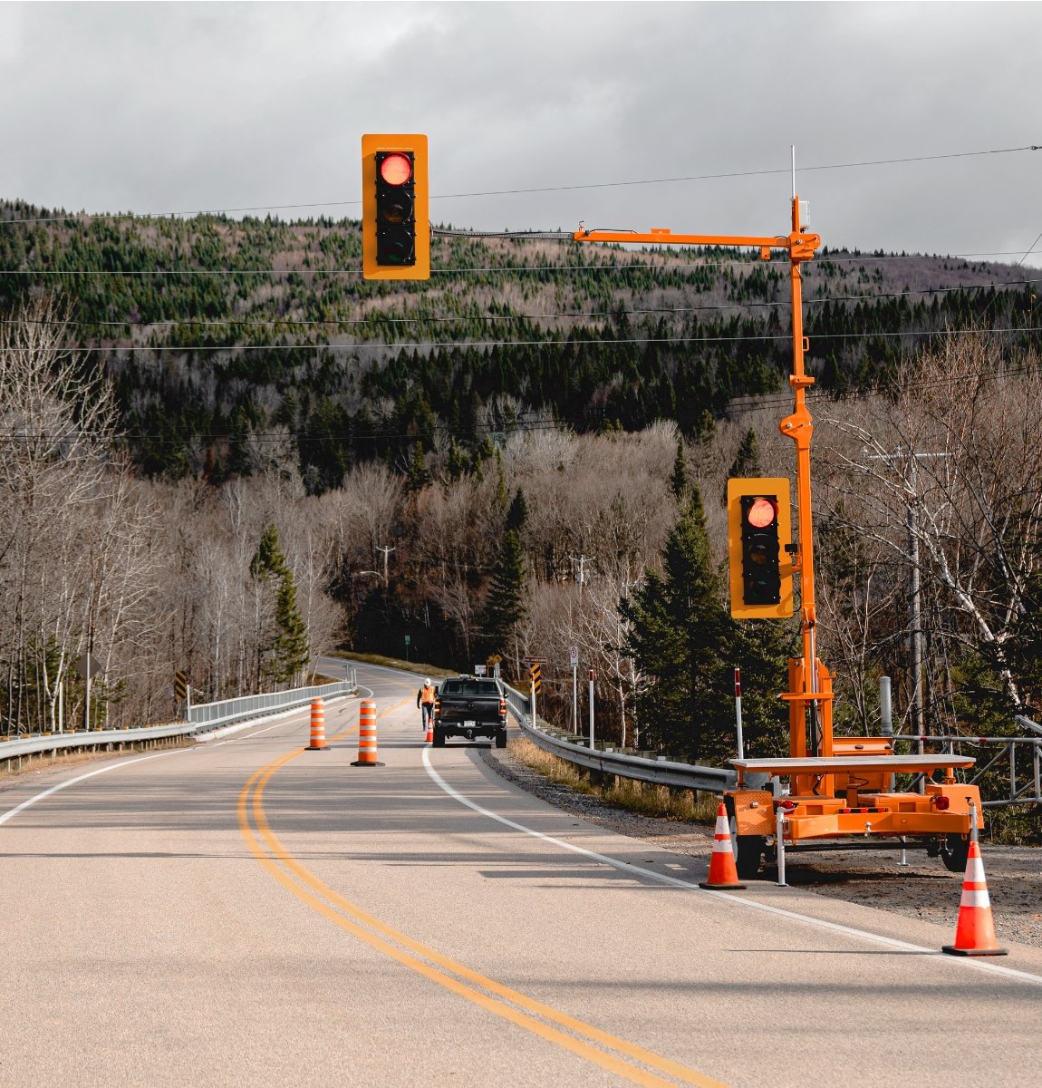 Temporary Traffic signals on a work zone